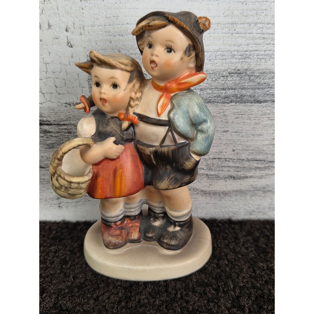 Vintage Goebel Hummel Boy Girl Basket "Surprise" Figurine - Picture 1 of 6